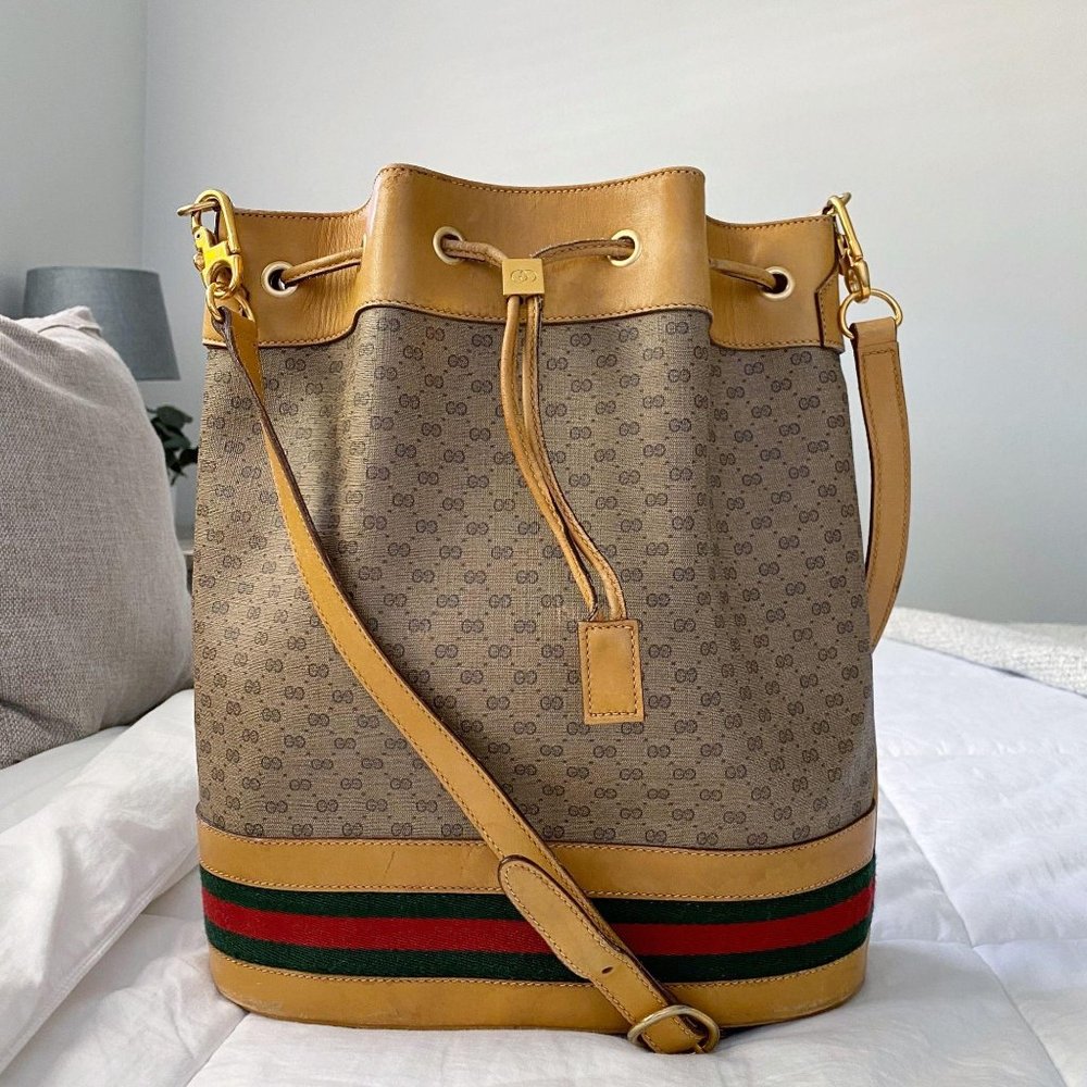 Gucci Mini GG Monogram Drawstring Bucket Bag